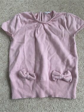 Jacadi Girls' Pink Knit Top with Bow Accents Size 10a